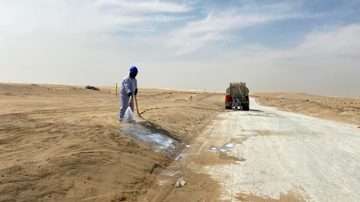 Implement T-30 Polymer spraying to stabilize the pipeline berm, protecting it from wind and rain erosion.